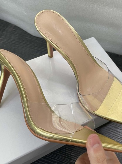 Minimalist Transparent One-strap High-Heeled Slippers