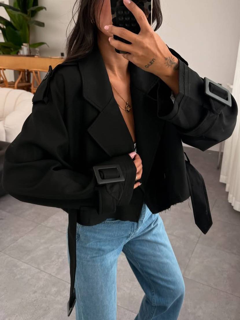 Short Belt Jacket Coat