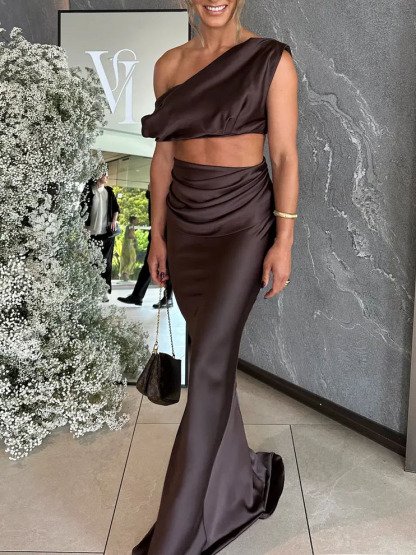 Asymmetrical Off-Shoulder Silk Top