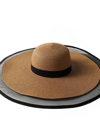Mesh splicing Beach Seaside Vacation Straw Hat