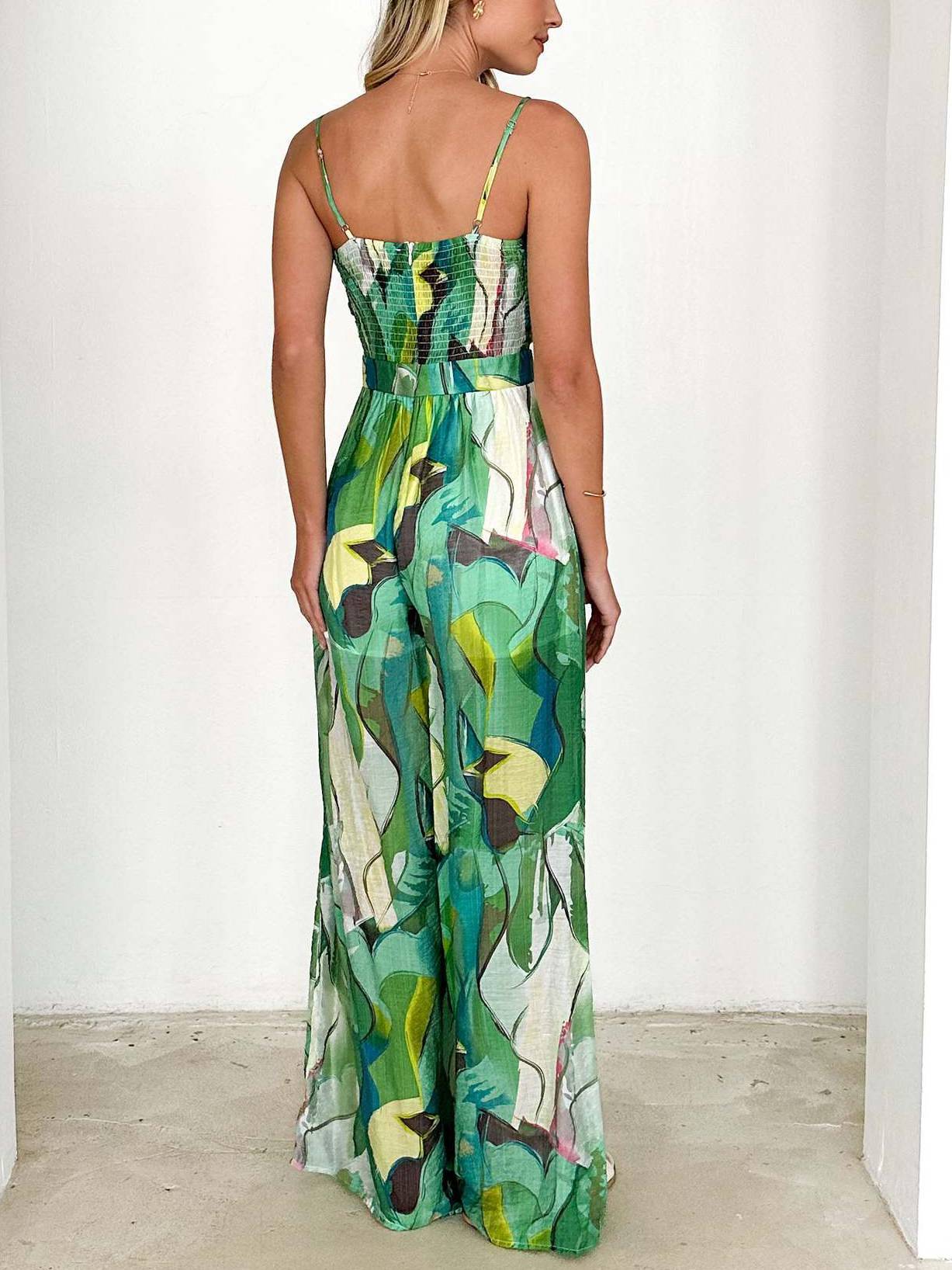 Printed suspender jumpsuit