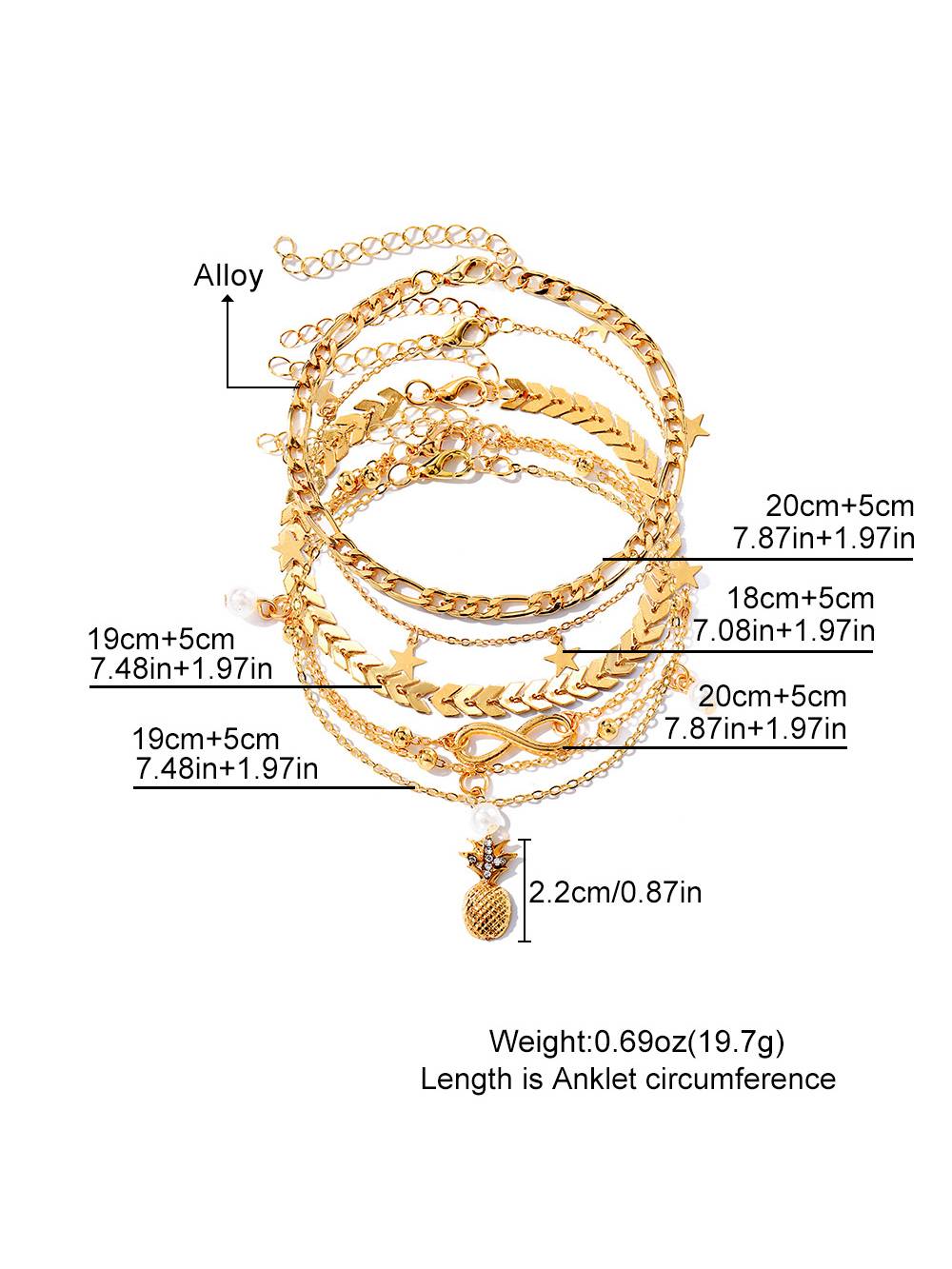 Pineapple Star Elements Anklet