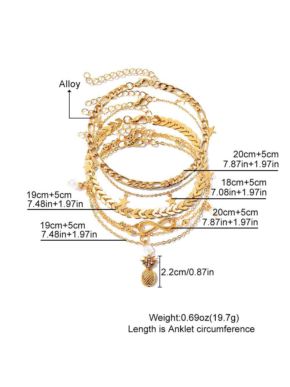 Pineapple Star Elements Anklet