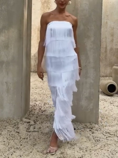 Tube Top Tassel Maxi Dress