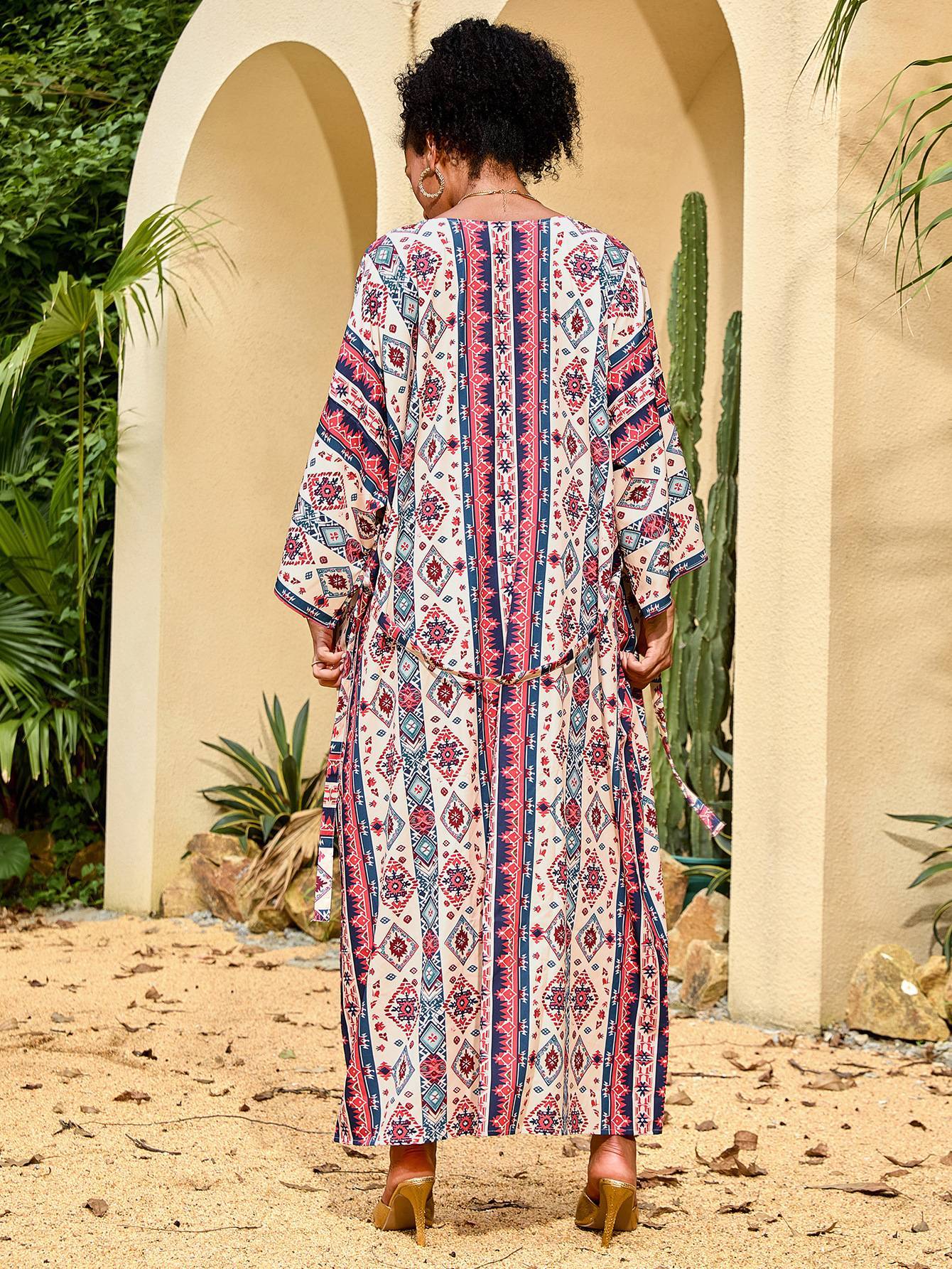 Beach Sun Protection Printed Cardigan Bikini Cover Up