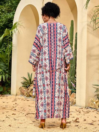 Beach Sun Protection Printed Cardigan Bikini Cover Up