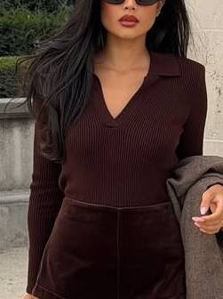 Minimalist Long-sleeved Sweater And Shorts Set