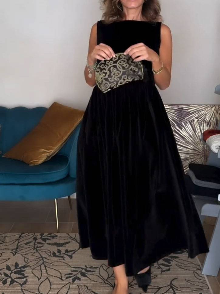 Velvet Backless Bow Midi Dress