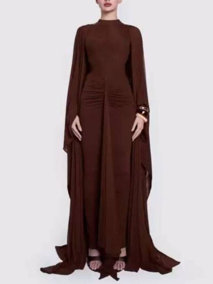 Cape Ribbon Design Maxi Dress