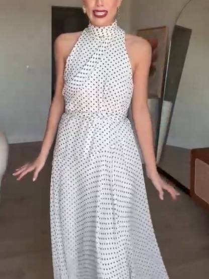 Irregular Hem Polka Dot Dress