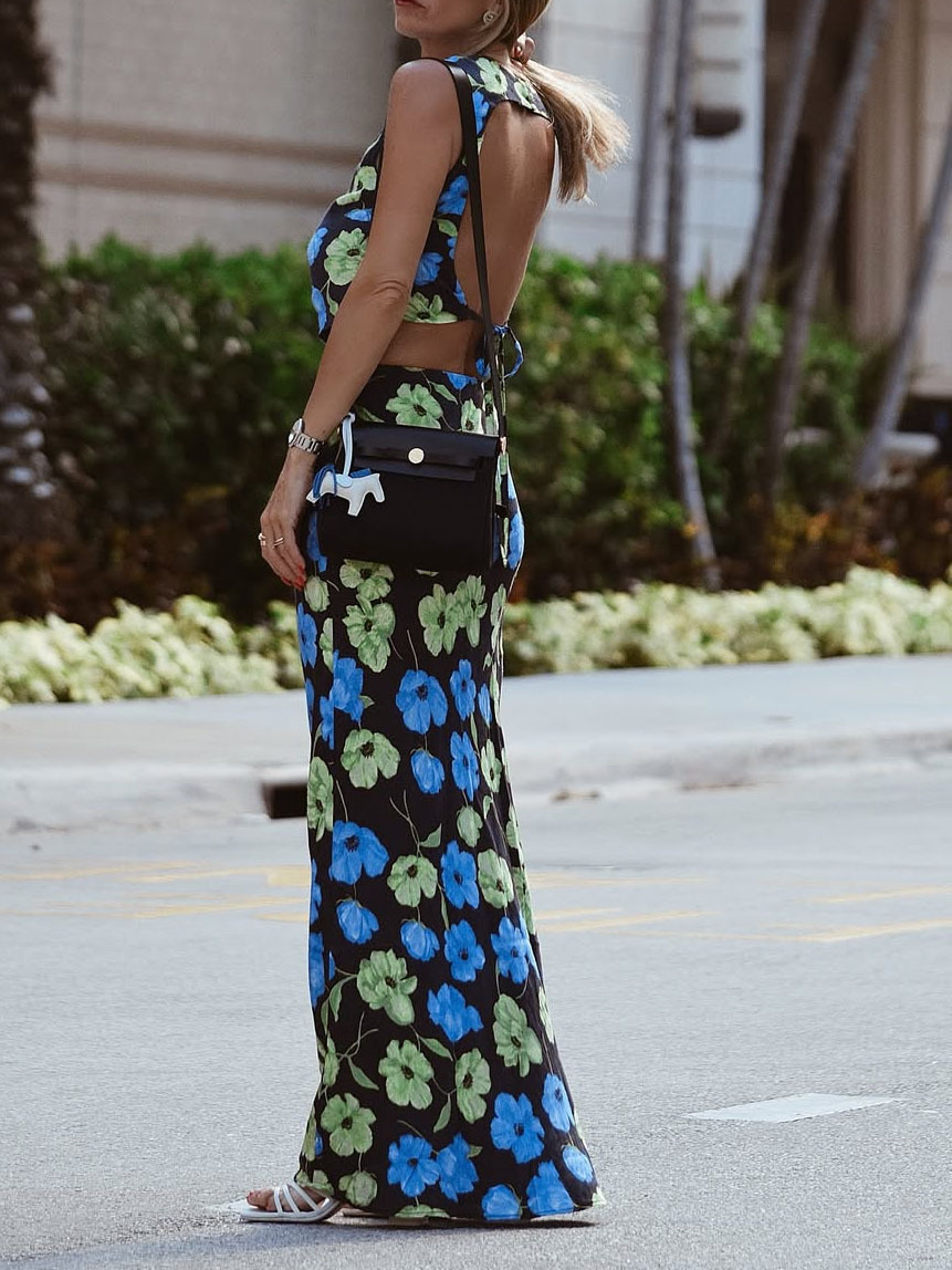 Floral-Print Long Skirt