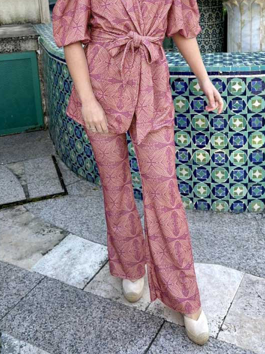 Casual Ethnic Style Printed Flared Pants