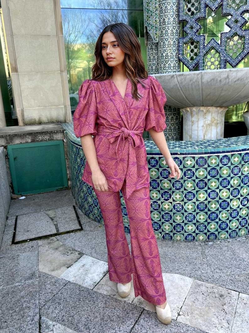 Casual Ethnic Style Printed Flared Pants