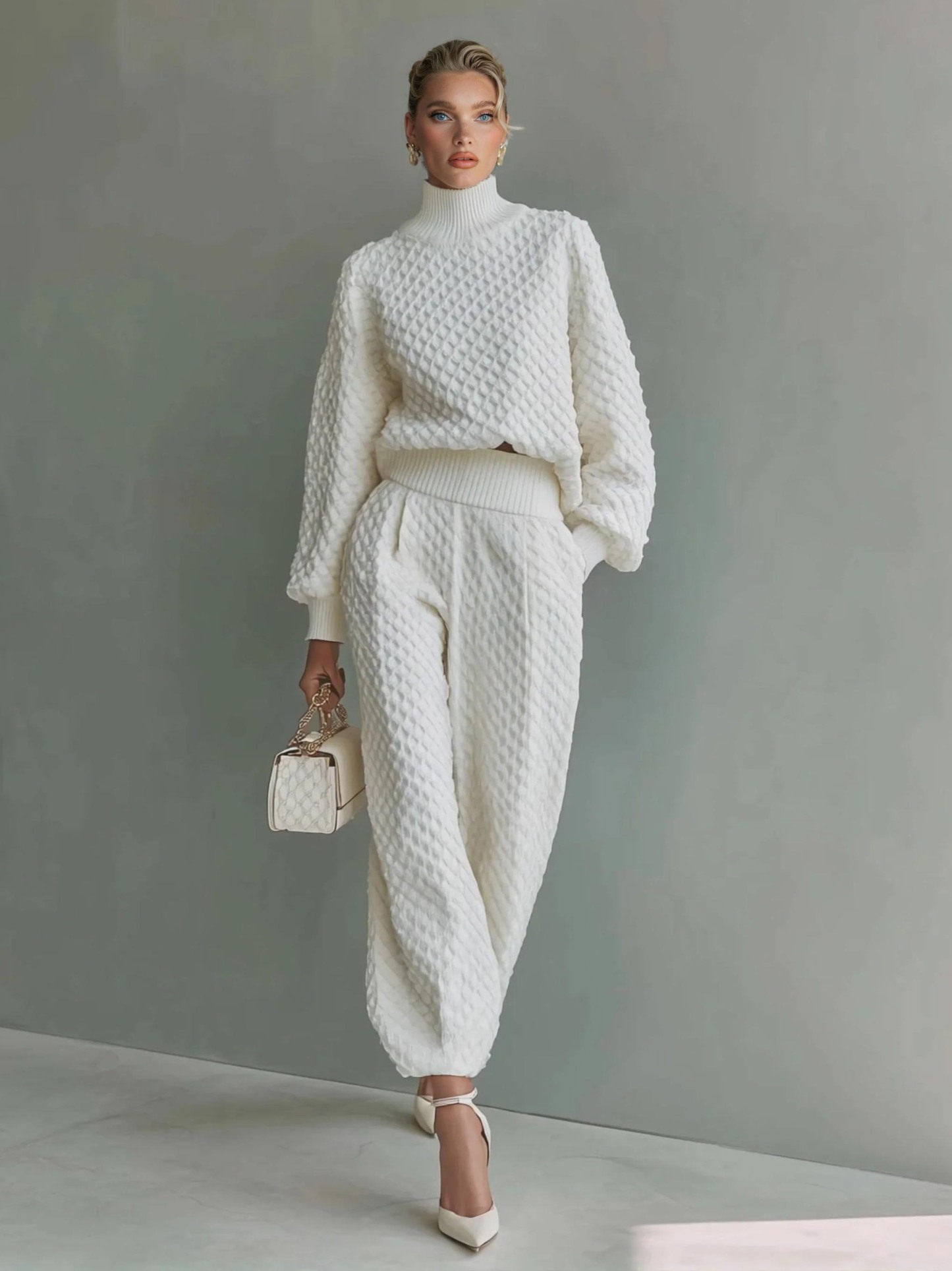 Casual Textured Knit Pullover