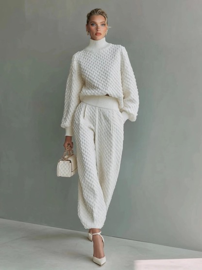 Casual Textured Knit Pullover