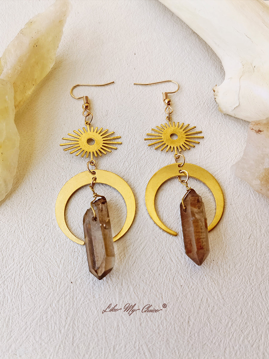 Witchy Eye Moon Crystal Earrings-Likemychoice