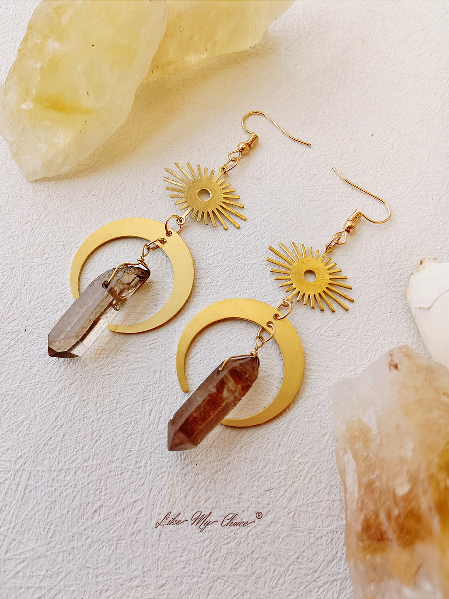 Witchy Eye Moon Crystal Earrings-Likemychoice