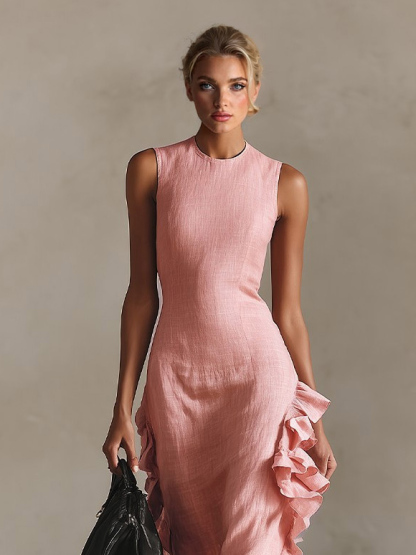 Casual Sleeveless Ruffle Maxi Dress