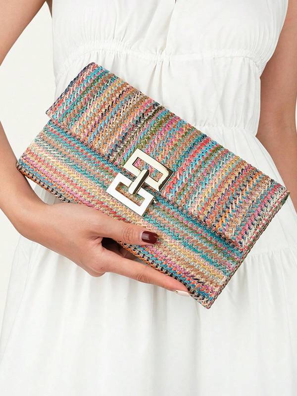 Straw Minimalist Clutch Chain Bag