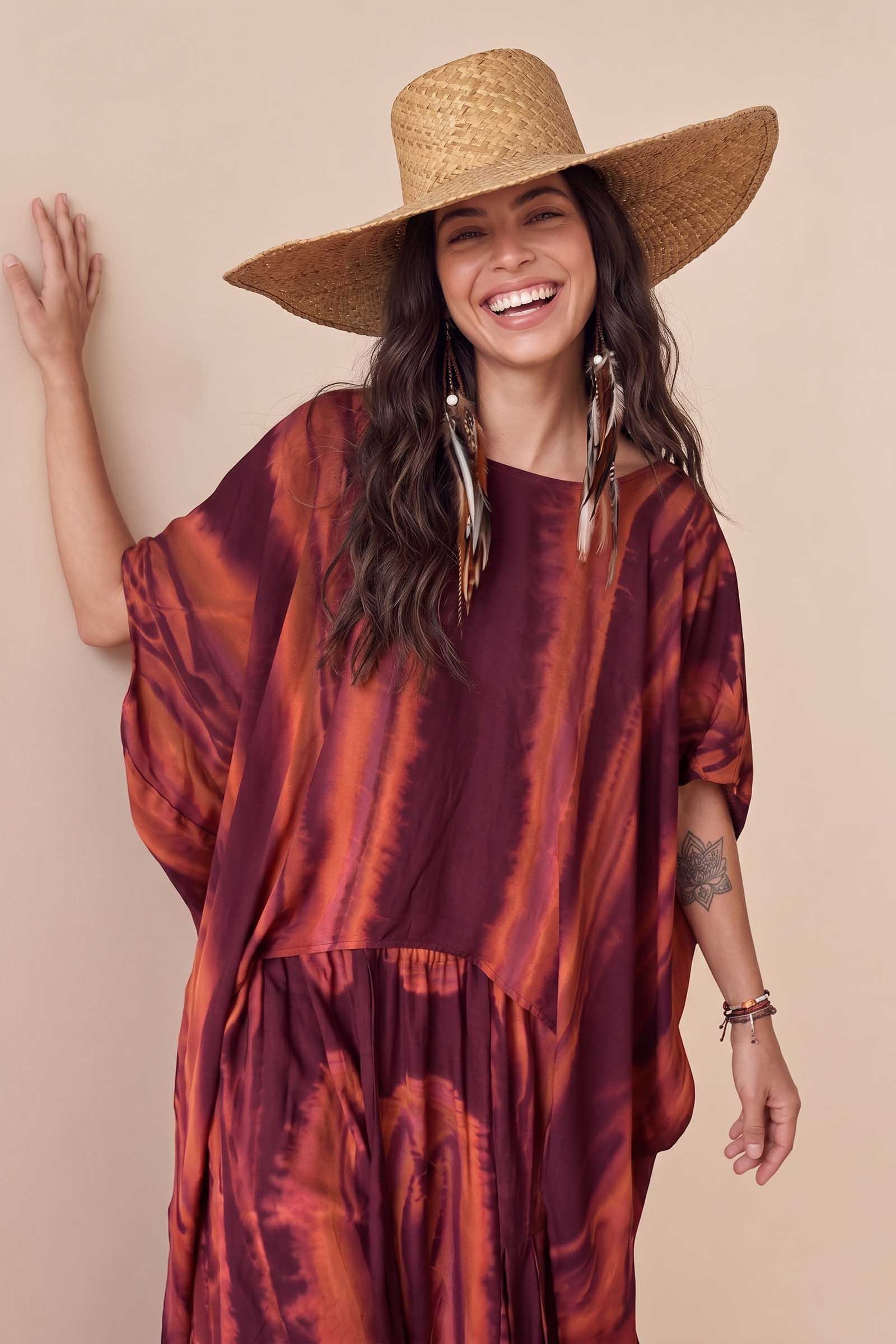 Printed Top And Wide Leg Pants Set