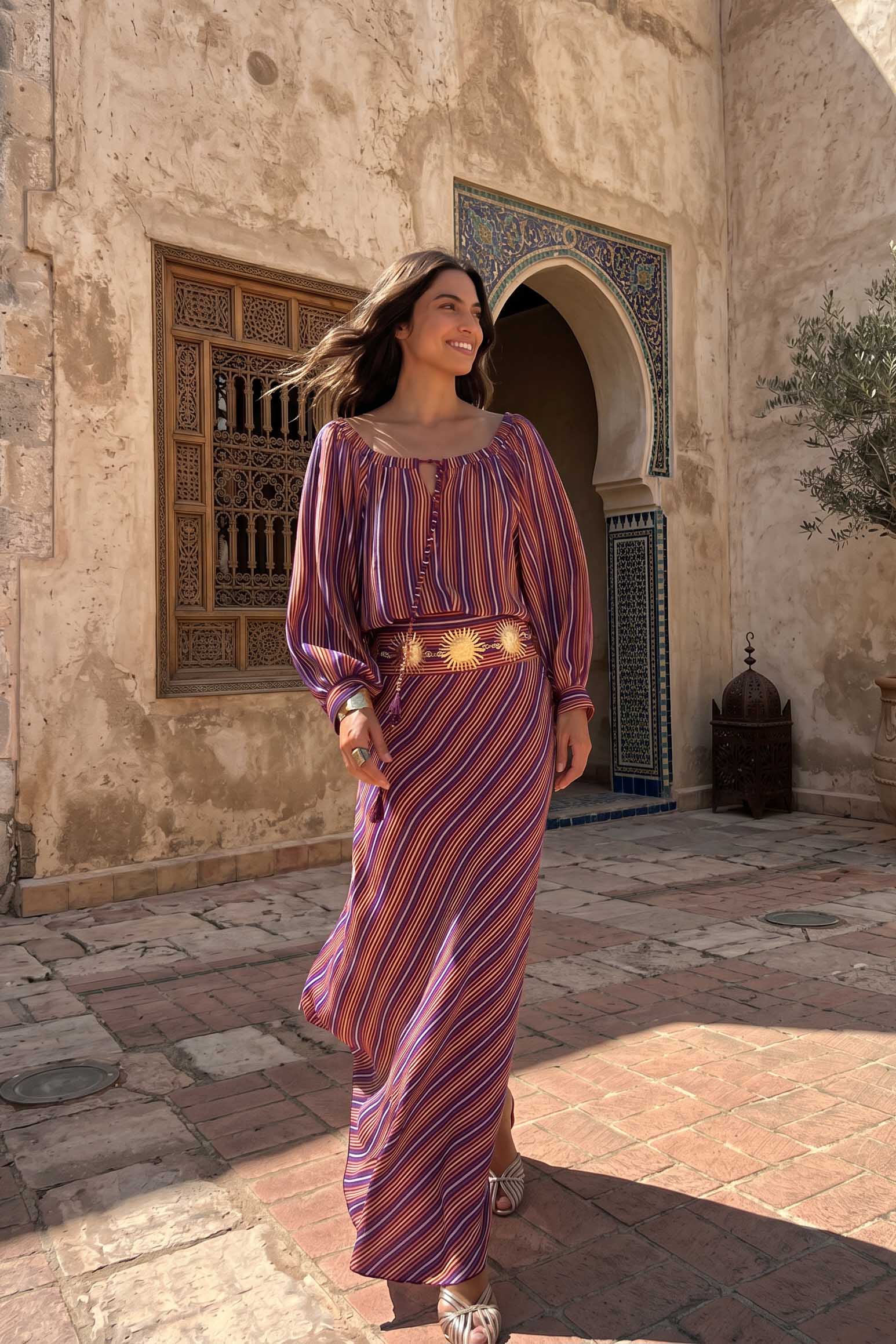 Striped Irregular Hem Maxi Dress