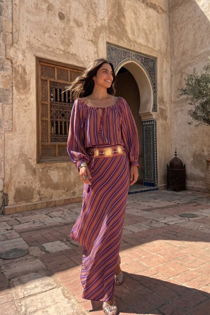 Striped Irregular Hem Maxi Dress