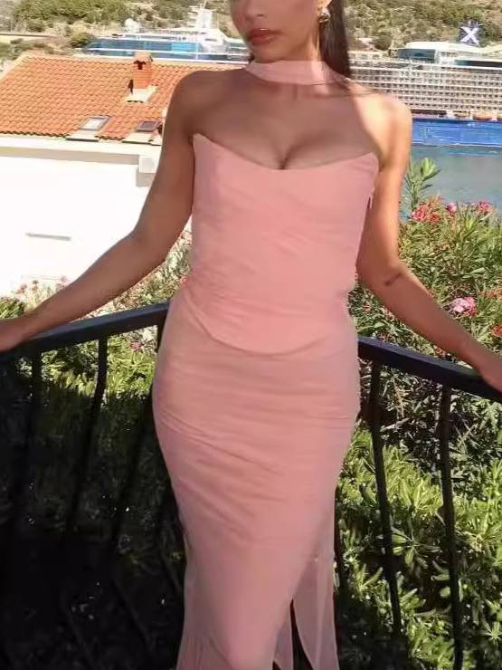 Tube Top High Waist Skirt Set