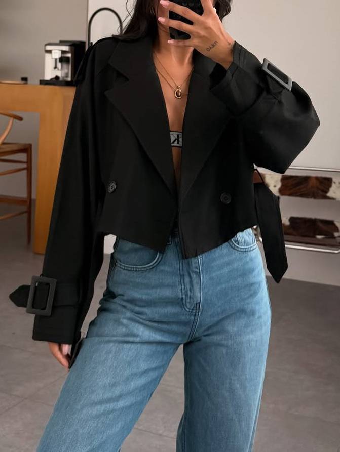 Short Belt Jacket Coat