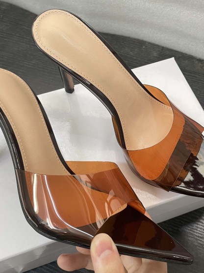Minimalist Transparent One-strap High-Heeled Slippers