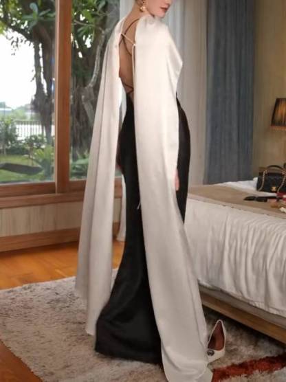 Unique Cape Design Maxi Dress