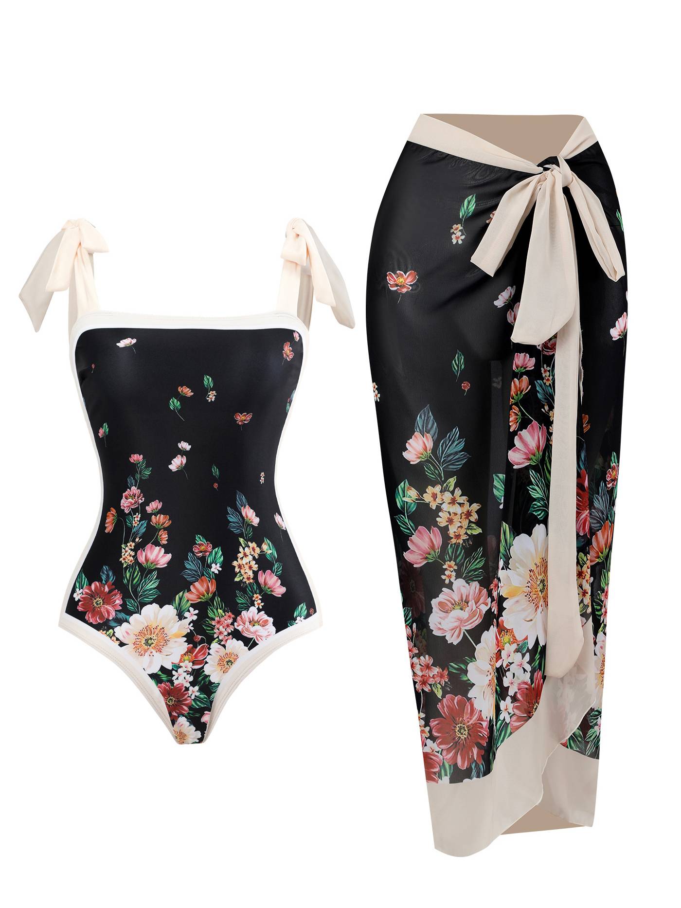 One Piece Swimsuit Chiffon Skirt Two-piece set