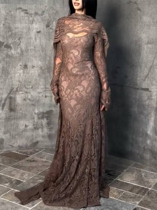 Lace Scarf Design Maxi Dress