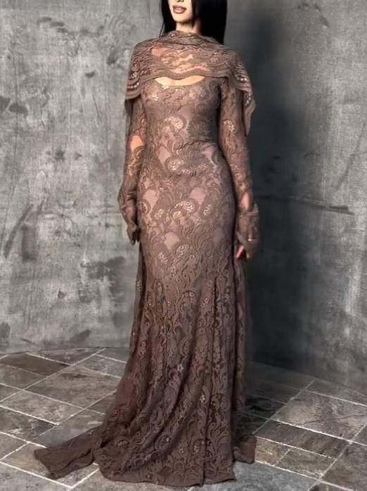 Lace Scarf Design Maxi Dress