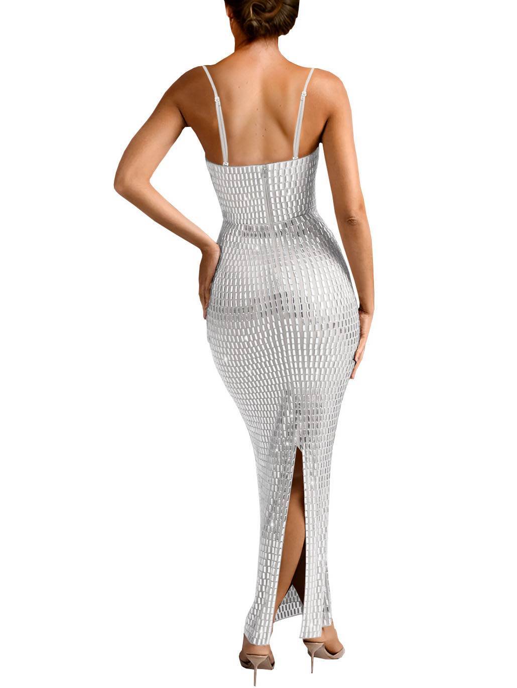 Shiny Sling Slim Fit Maxi Dress