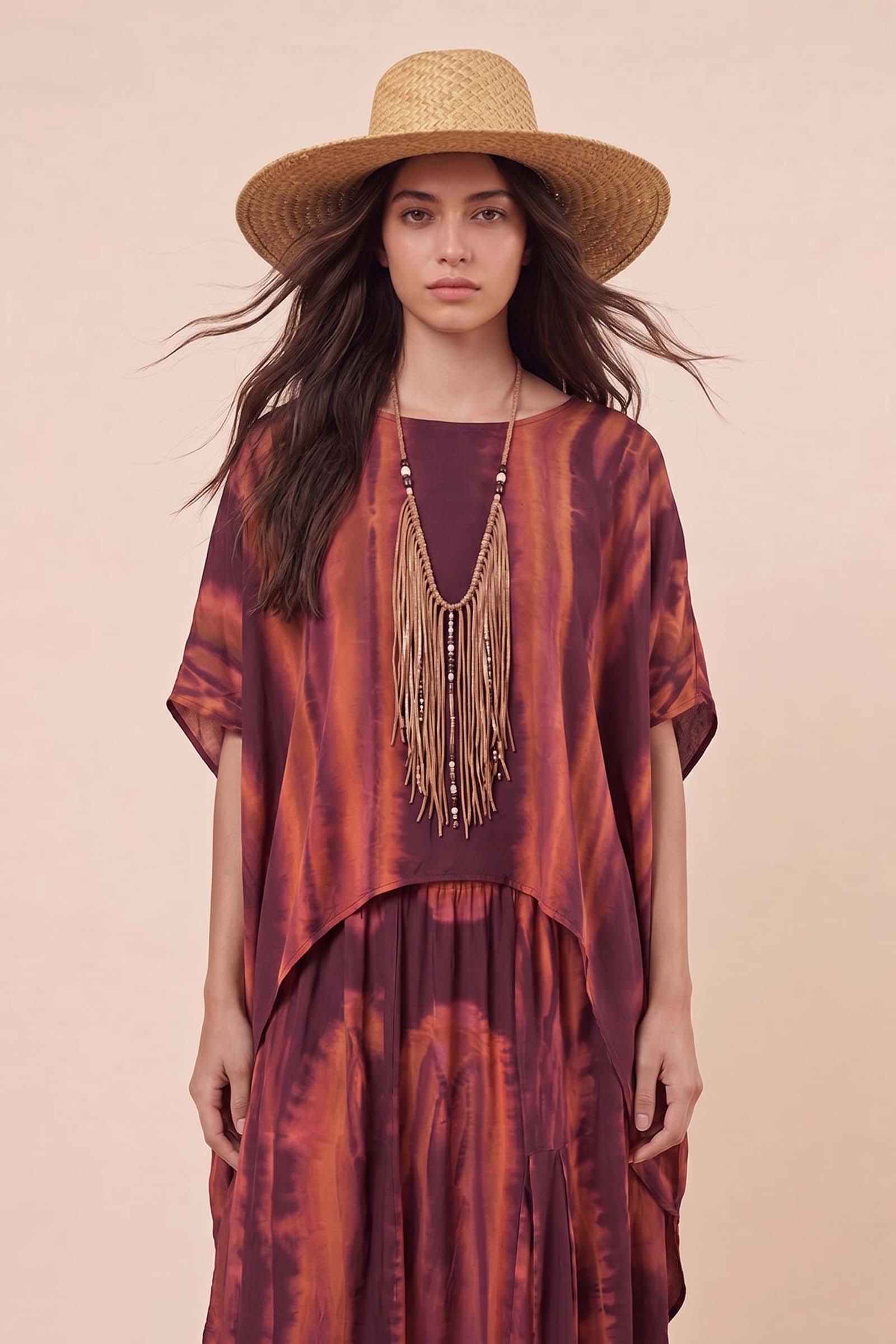 Printed Top And Wide Leg Pants Set