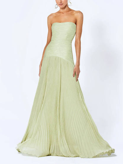 Elegant Wrap-Breasted Pleated Maxi Dress