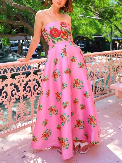 Exquisite Floral Long A-line Dress