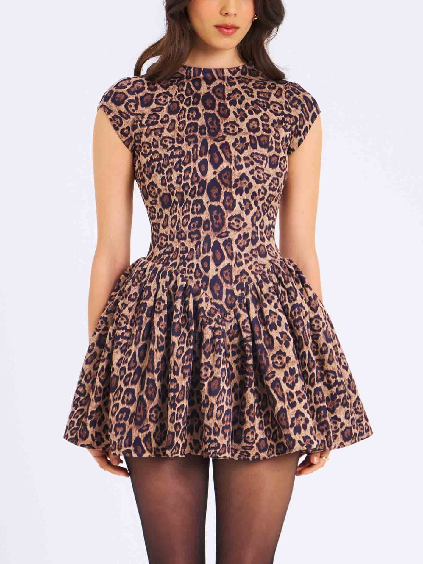 Elegant And Stylish Leopard Print Mini Dress