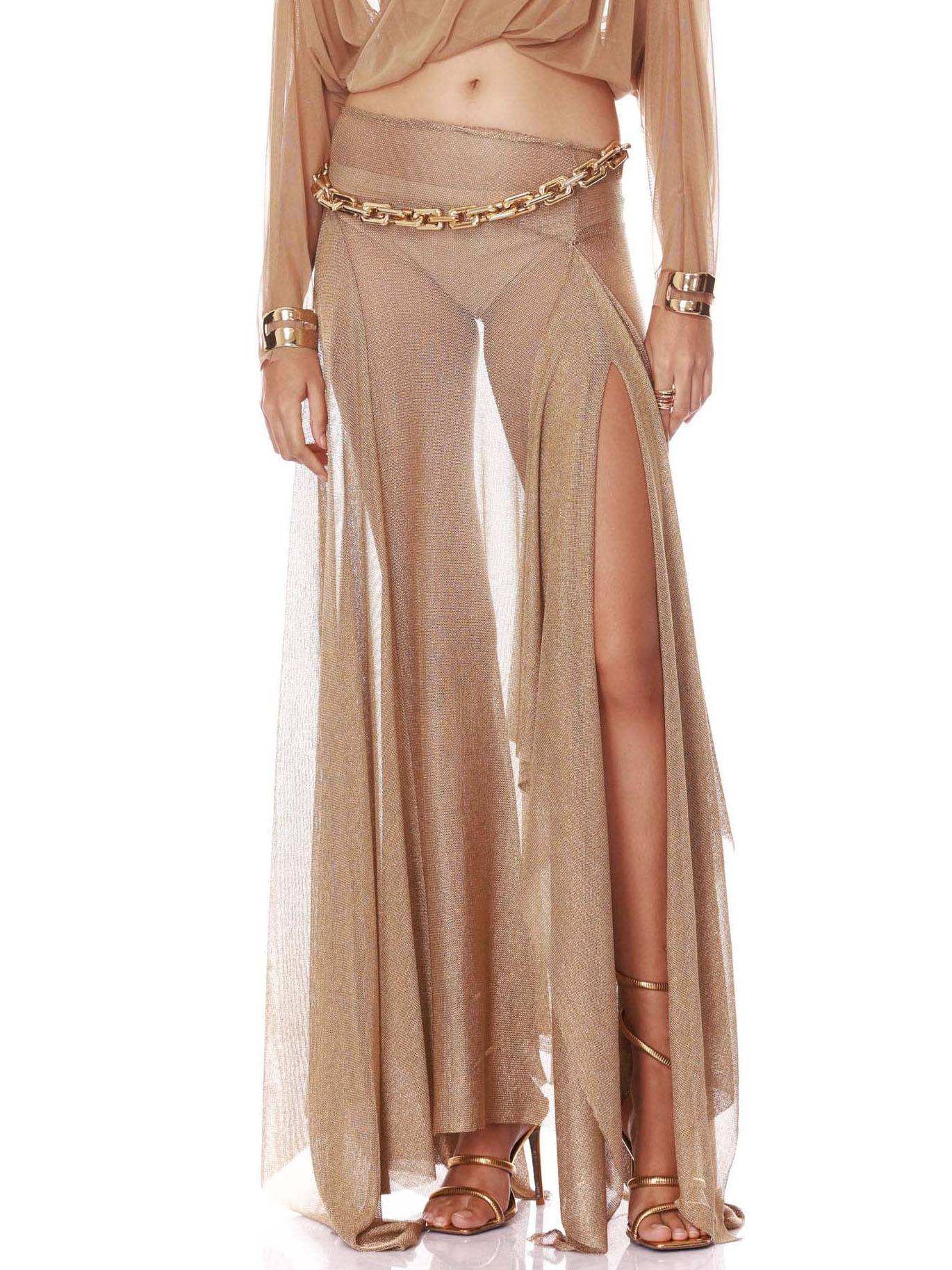 V-Neck Top And Side Slit Skirt Suit