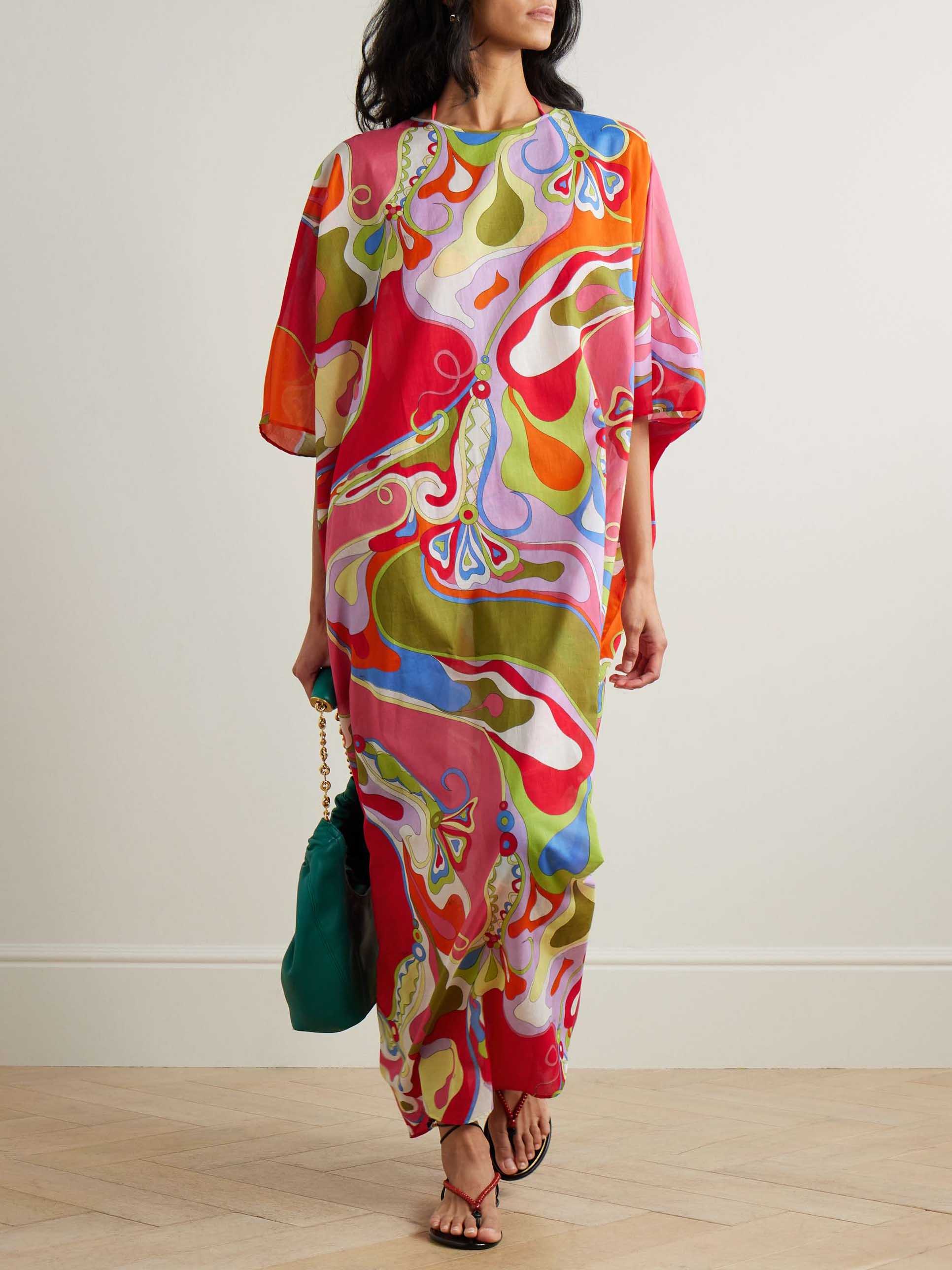 Exquisite Abstract Floral Swirl Print Maxi Dress
