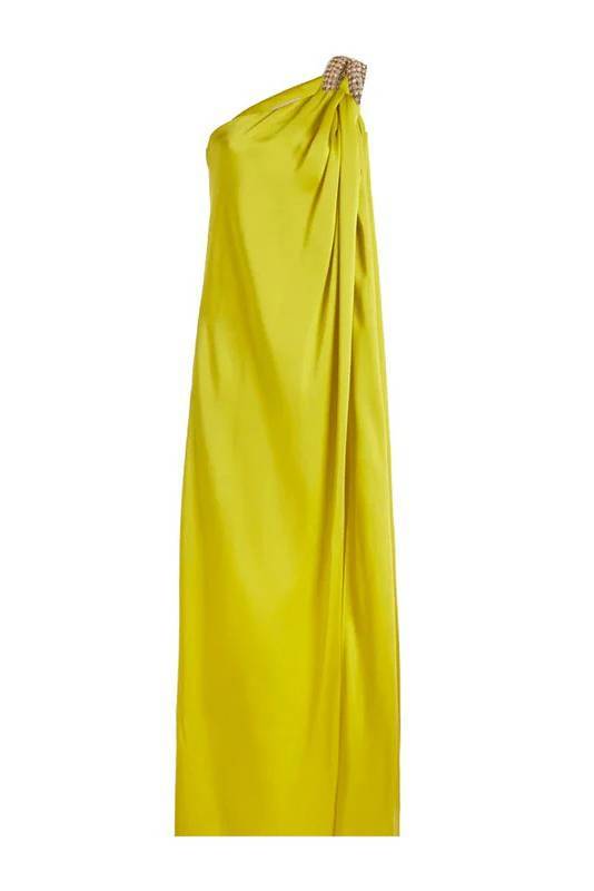 Asymmetrical-Neck Off-Shoulder A- Line Dress