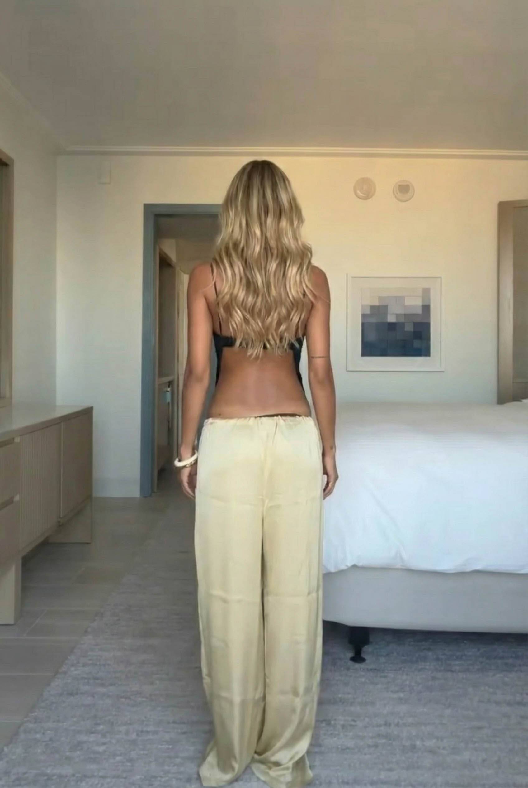 Butterfly Design Backless Top And Wide Leg Pants Set