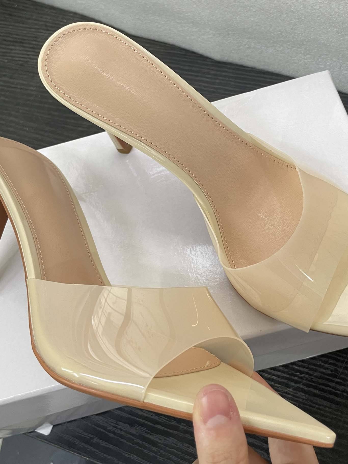 Minimalist Transparent One-strap High-Heeled Slippers