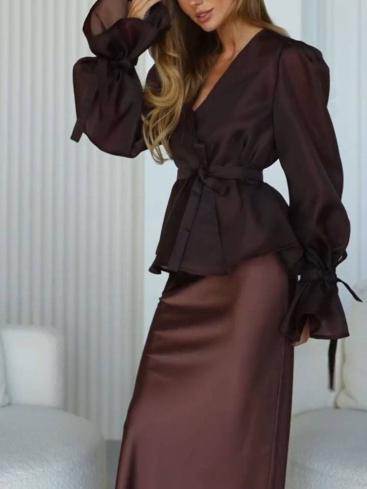 Tulle Shirt Sling Dress And Belt Set