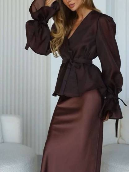Tulle Shirt Sling Dress And Belt Set