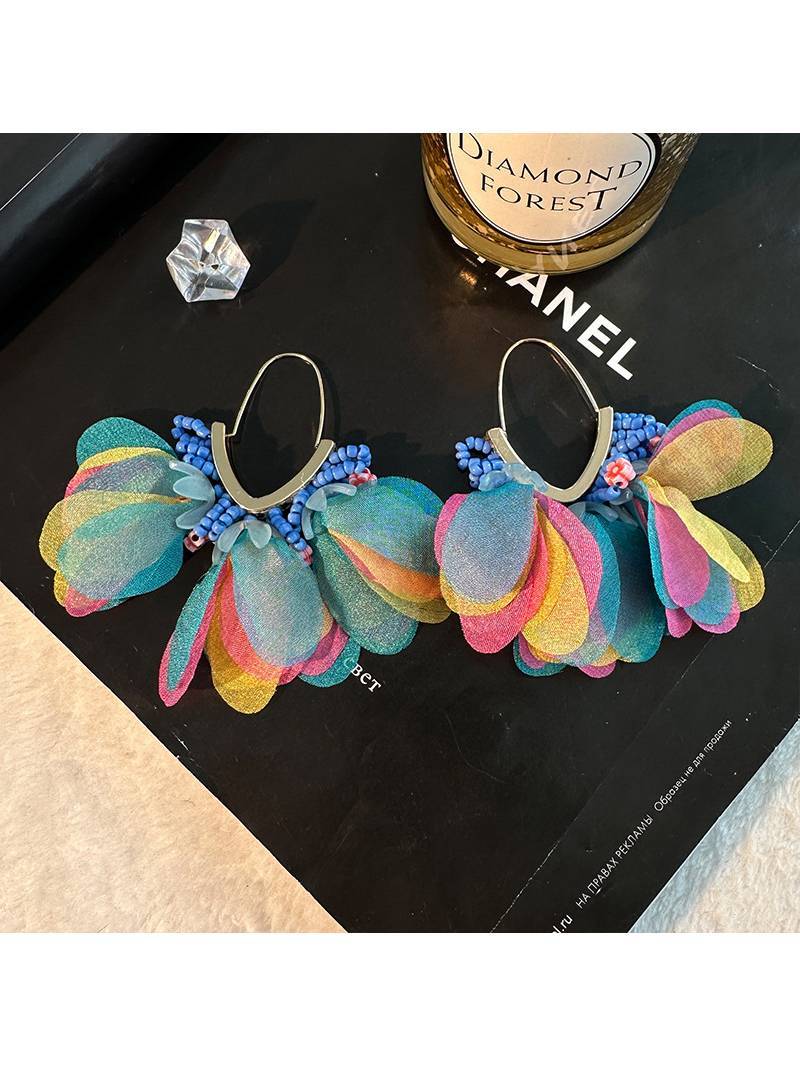 Colorful Tassel Petal Earrings
