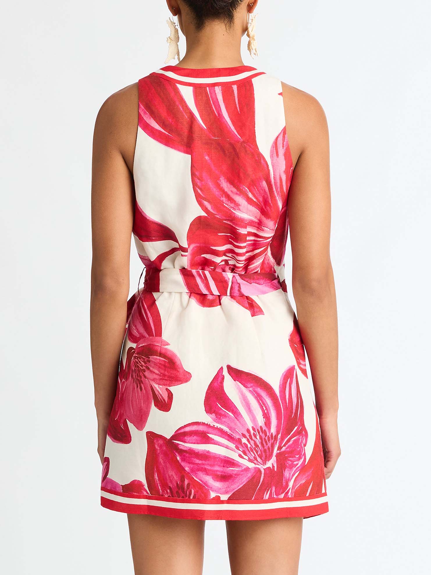 Delicate Floral Wrap-style Tie Mini Dress