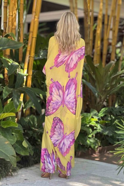 Butterfly Printed Cardigan And Wide Leg Pants Set