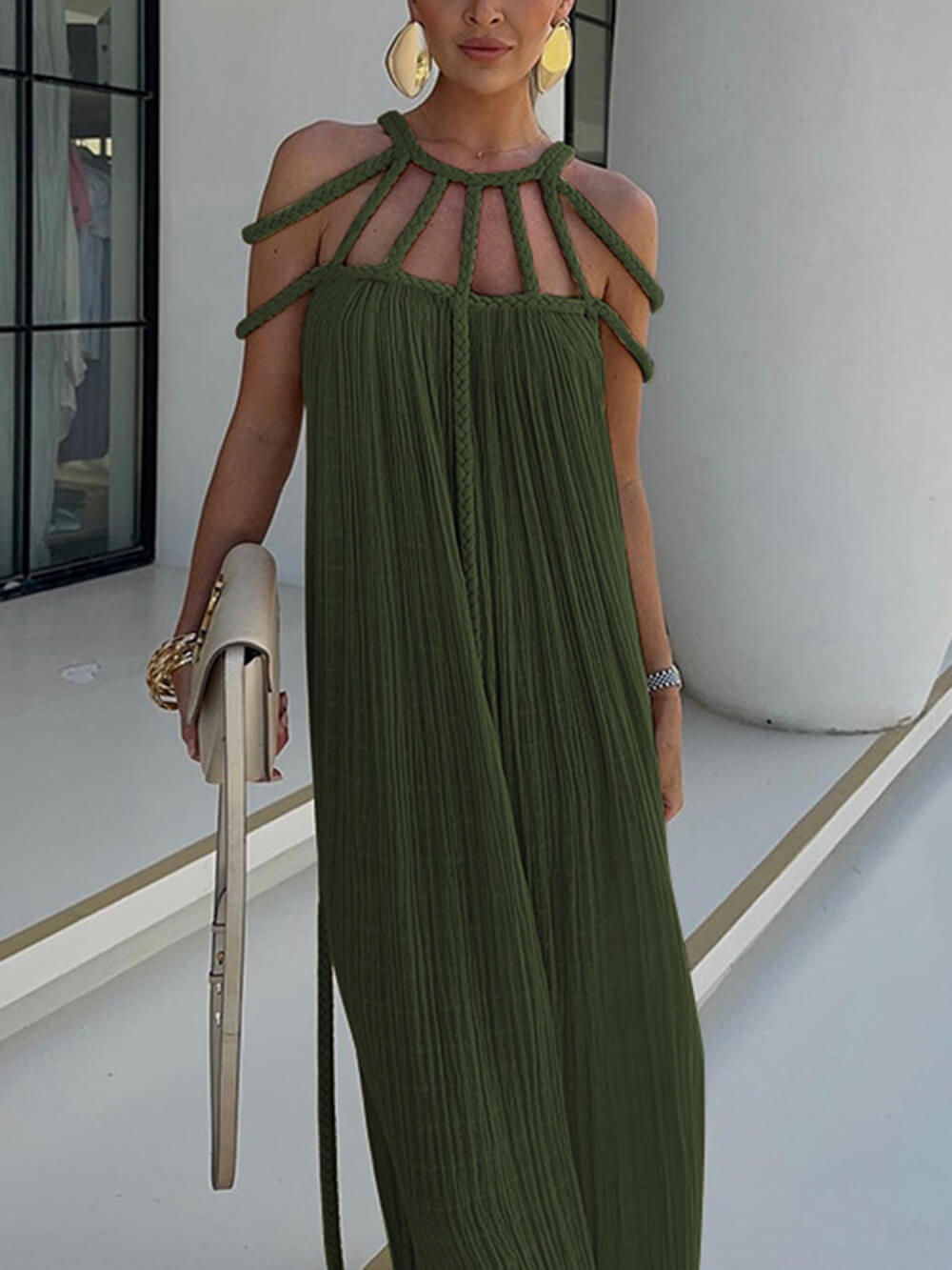 Draped Braids Cover Up Maxi Dress