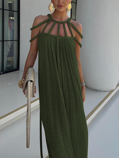 Draped Braids Cover Up Maxi Dress